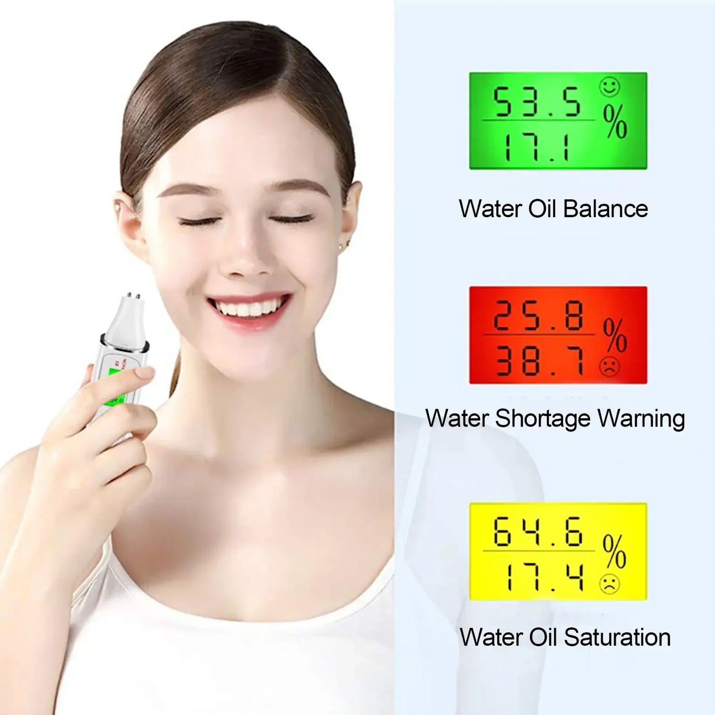 Revolutionize Your Skincare Routine with the Portable Face Skin Tester - Accurate Moisture, Oil, and Elasticity Analyzer