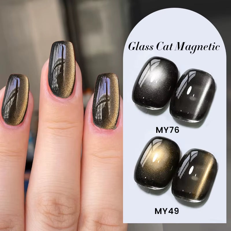 10Ml Black Glass Cat Magnetic Gel Nail Polish Punk Style Nail Art Manicure Varnis Semi Permanent Gel for Winter Nail