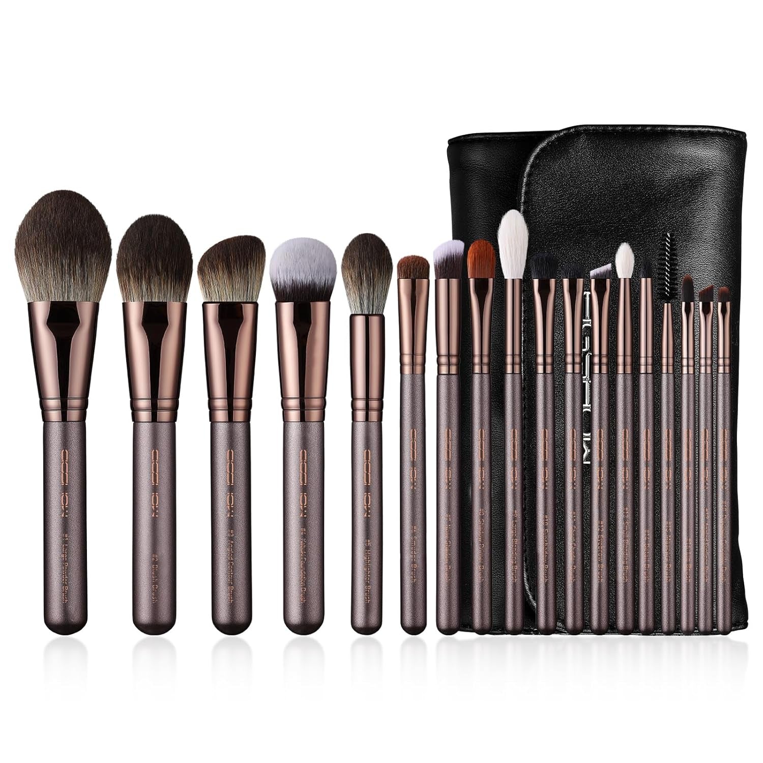 18-Piece Professional Makeup Brush Travel Set with Eco-Friendly Holder - Premium Synthetic Blending, Foundation, Concealer, and Lip Brushes - Cruelty-Free Quality Kit