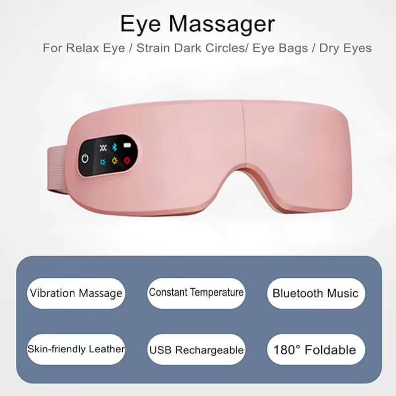 Revitalize Your Eyes with the 4D Smart Airbag Heated Eye Massager - Bluetooth Enabled for Ultimate Relaxation and Wrinkle Care