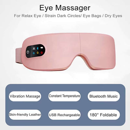 Revitalize Your Eyes with the 4D Smart Airbag Heated Eye Massager - Bluetooth Enabled for Ultimate Relaxation and Wrinkle Care