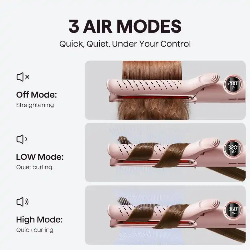 Wavytalk Whirlwind Curl 2-in-1 Hair Styler – Hair Straightener & Curler with 360° Airflow Technology, 3 Air Modes, Cooling Air Vents & LED Display
