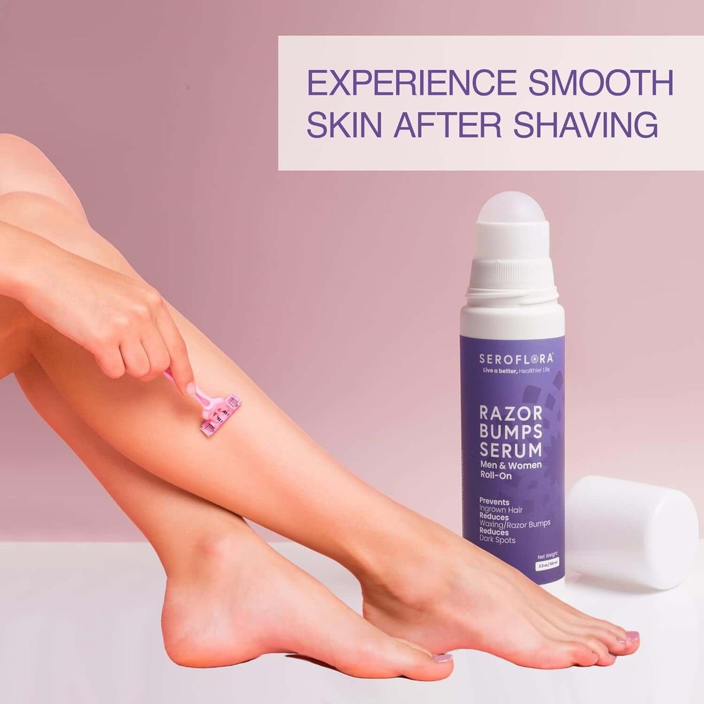Say Goodbye to Razor Bumps: Seroflora Women’s Ingrown Hair Treatment with Easy Roll-On Applicator – Perfect for Bikini, Face, Legs & Body (3.5 fl oz)