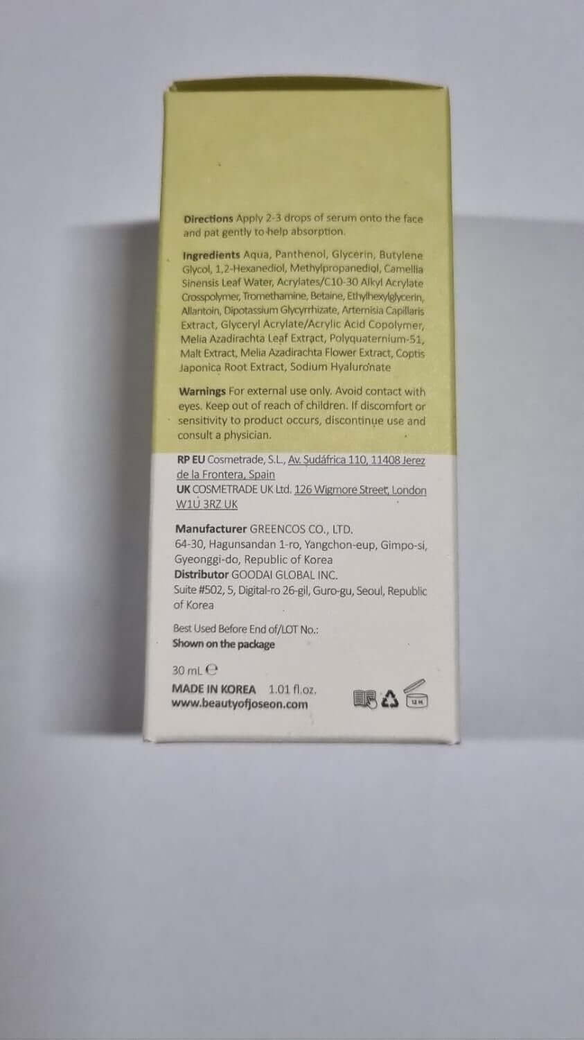 Experience Radiance with Beauty of Joseon Calming Green Tea Panthenol Serum - Soothing & Hydrating for Sensitive Skin (30ml)