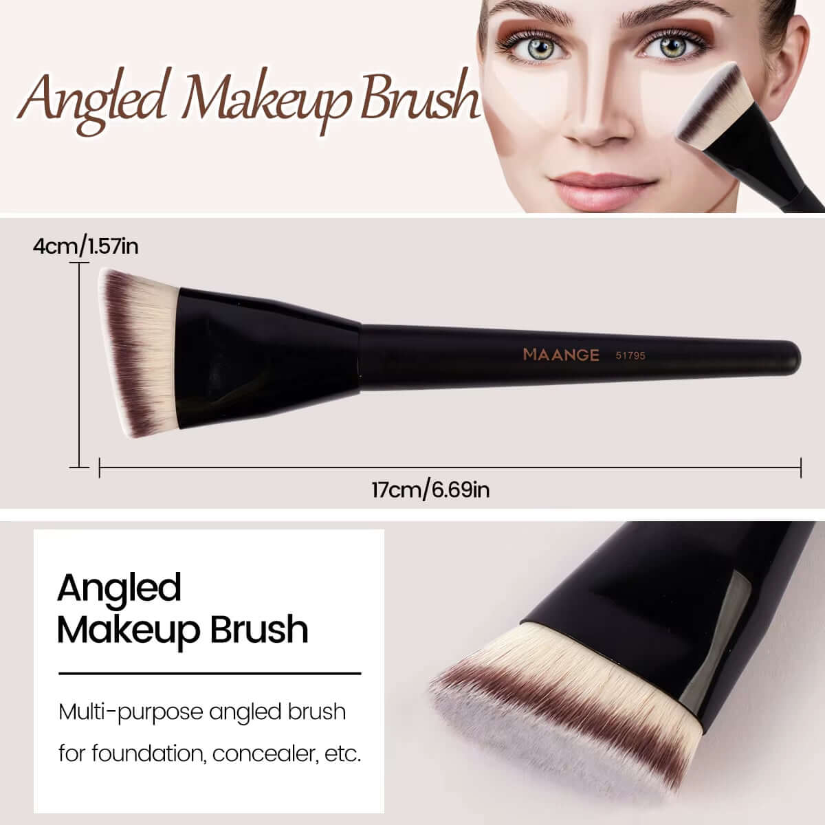 Elevate Your Beauty Routine with the 3-Piece Makeup Brush Set - Soft Bristle Angle Round Flat Head Foundation Brushes in a Stylish Box