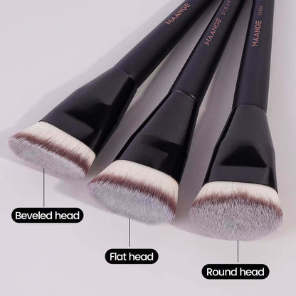Elevate Your Beauty Routine with the 3-Piece Makeup Brush Set - Soft Bristle Angle Round Flat Head Foundation Brushes in a Stylish Box