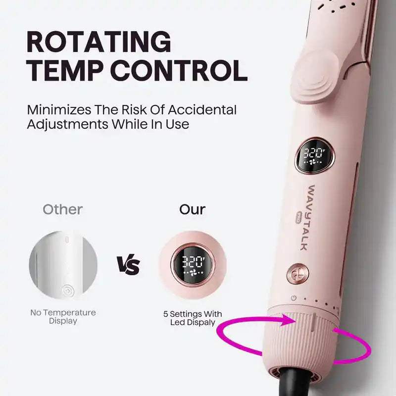 Wavytalk Whirlwind Curl 2-in-1 Hair Styler – Hair Straightener & Curler with 360° Airflow Technology, 3 Air Modes, Cooling Air Vents & LED Display