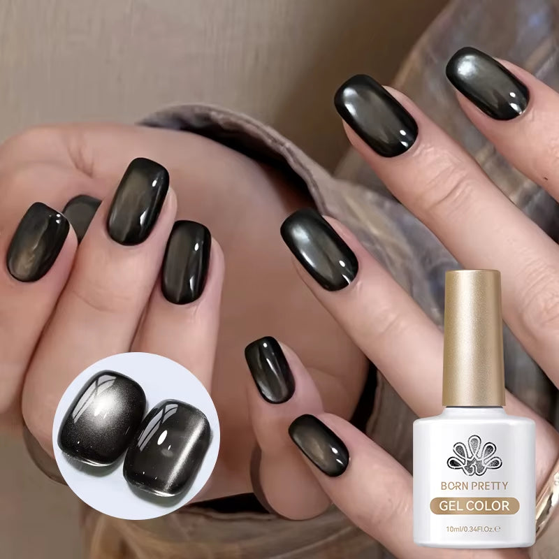 10Ml Black Glass Cat Magnetic Gel Nail Polish Punk Style Nail Art Manicure Varnis Semi Permanent Gel for Winter Nail