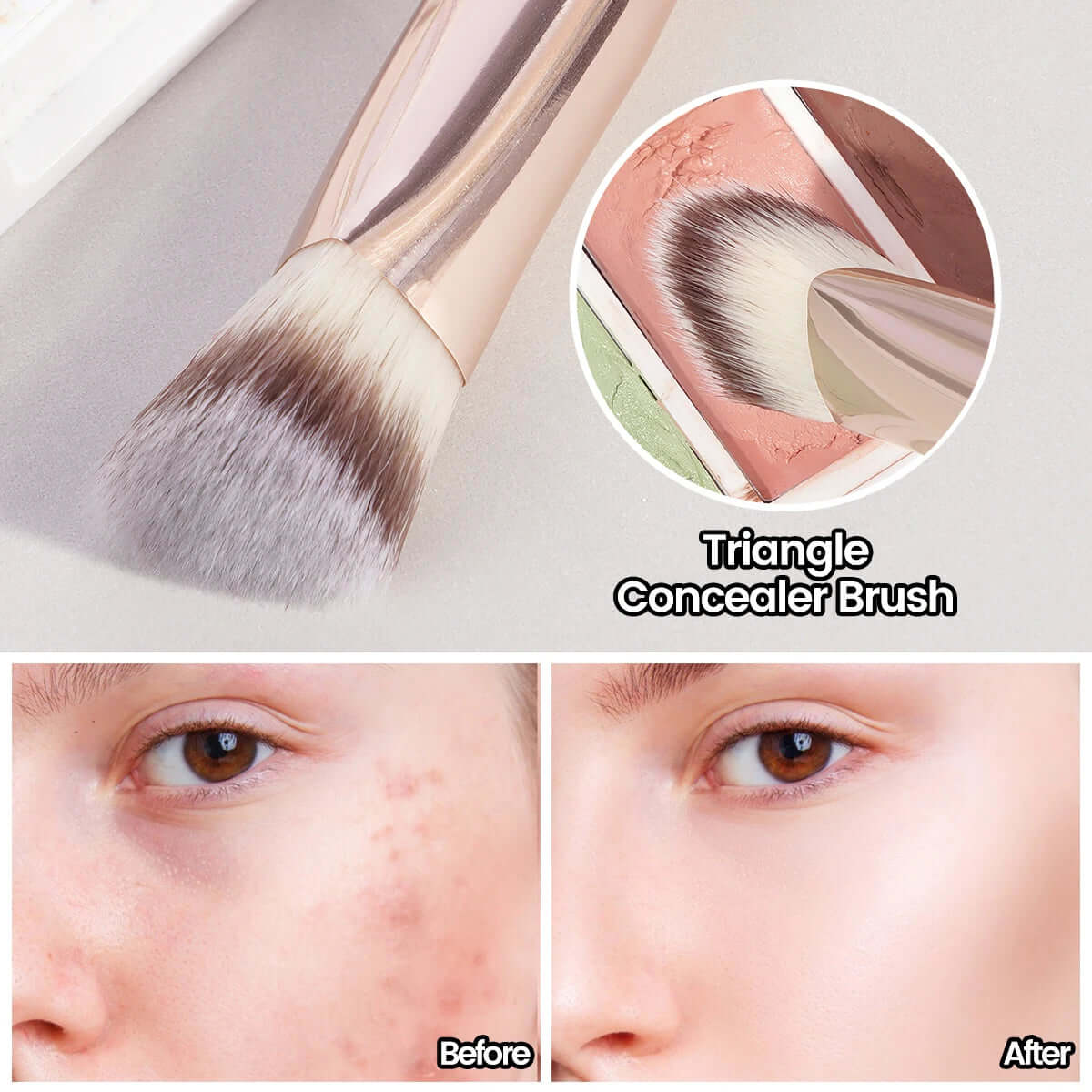 Achieve Flawless Skin with the Triangle Under Eye Concealer Makeup Brush - Perfect for Liquid and Cream Blending