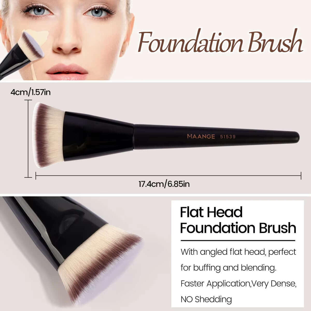 Elevate Your Beauty Routine with the 3-Piece Makeup Brush Set - Soft Bristle Angle Round Flat Head Foundation Brushes in a Stylish Box