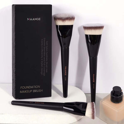 Elevate Your Beauty Routine with the 3-Piece Makeup Brush Set - Soft Bristle Angle Round Flat Head Foundation Brushes in a Stylish Box