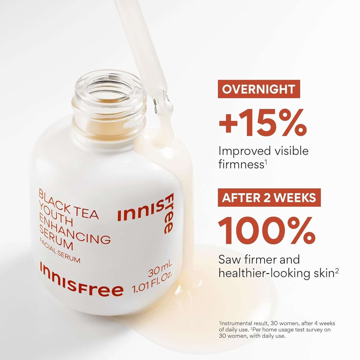 Innisfree Black Tea Youth Serum - Korean Anti-Aging Elixir with Niacinamide for Radiant, Firm, Hydrated Skin and Visible Renewal