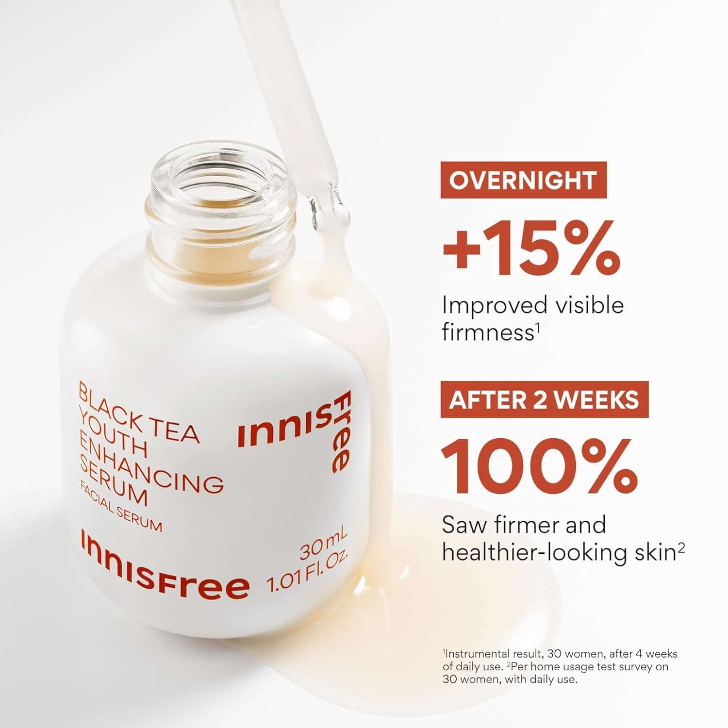 Innisfree Black Tea Youth Serum - Korean Anti-Aging Elixir with Niacinamide for Radiant, Firm, Hydrated Skin and Visible Renewal