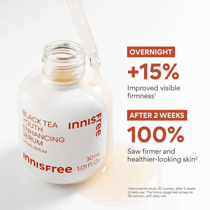 Innisfree Black Tea Youth Serum - Korean Anti-Aging Elixir with Niacinamide for Radiant, Firm, Hydrated Skin and Visible Renewal
