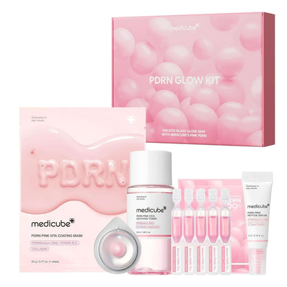 Medicube Salmon DNA PDRN Trial Kit | Glass Glow Mini Skincare Set with Toner, Se