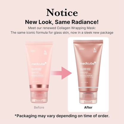 Free Brush Medicube Collagen Overnight Wrapping Peel off Facial Mask Reduces Sagging Dullness Collagen Korean Skin Care