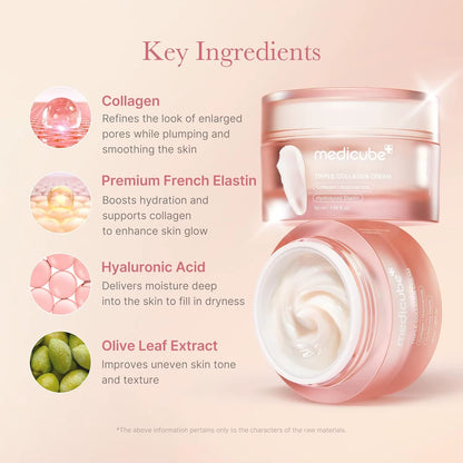 Medicube Triple Collagen Cream Hydrating Firming Moisturizer with Shea Butter Wrinkle Care Boosts Elasticity Korean Skincare