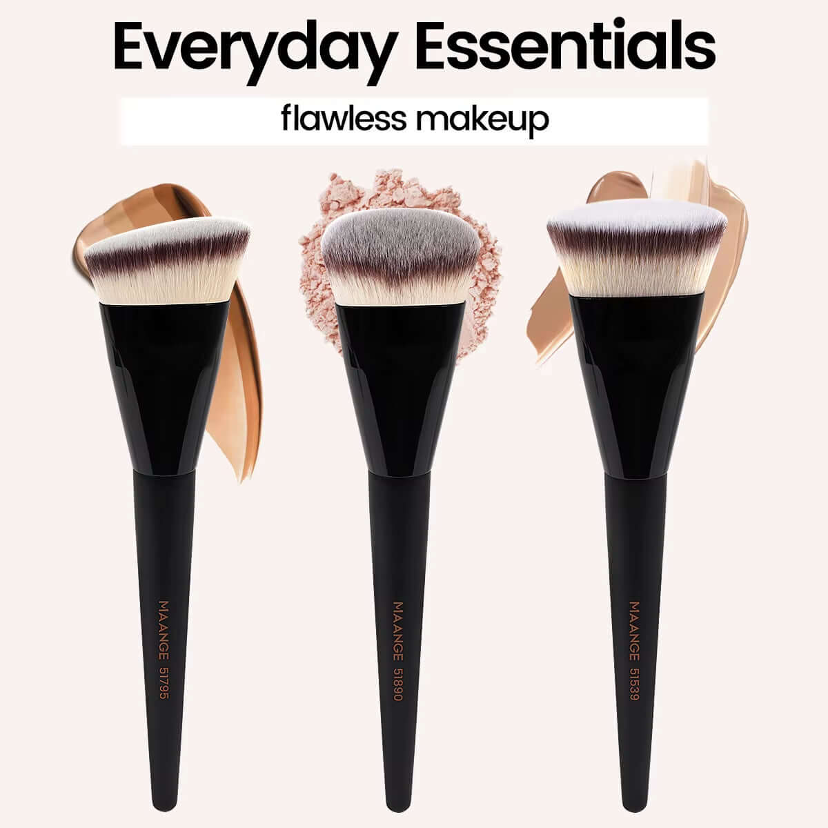Elevate Your Beauty Routine with the 3-Piece Makeup Brush Set - Soft Bristle Angle Round Flat Head Foundation Brushes in a Stylish Box