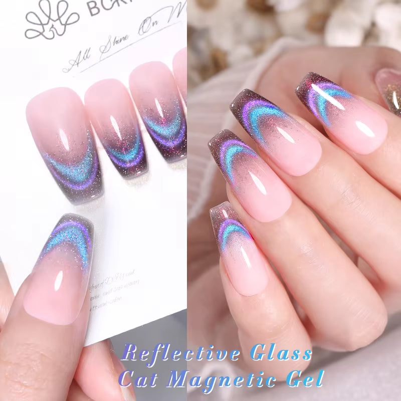 10Ml Black Glass Cat Magnetic Gel Nail Polish Punk Style Nail Art Manicure Varnis Semi Permanent Gel for Winter Nail