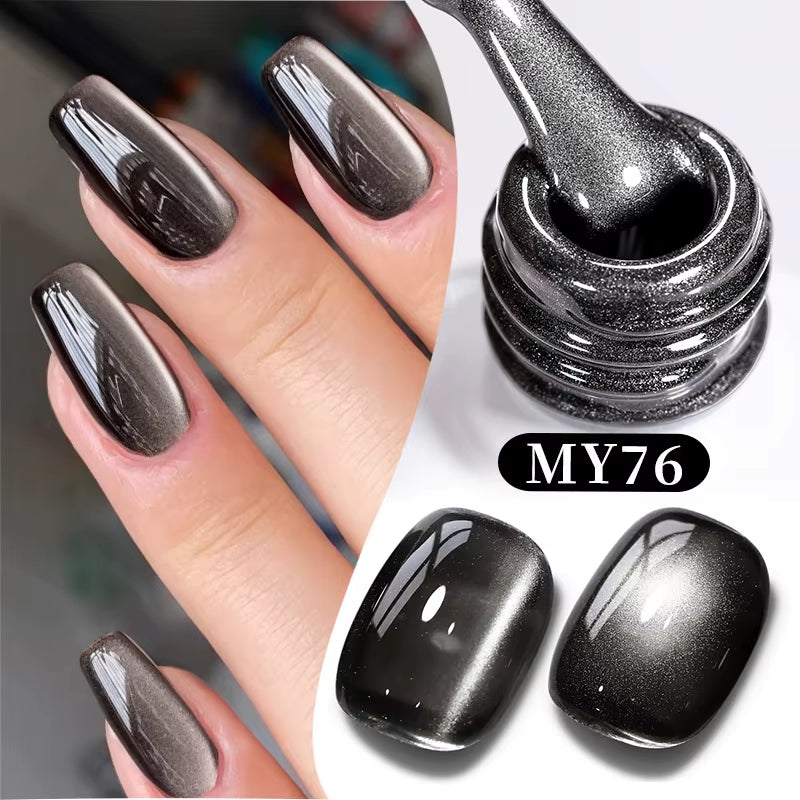 10Ml Black Glass Cat Magnetic Gel Nail Polish Punk Style Nail Art Manicure Varnis Semi Permanent Gel for Winter Nail