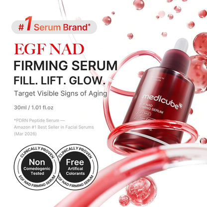 Medicube NAD EGF Firming Serum – Ultimate Anti-Aging Solution for Face & Neck with EGF Peptide, NAD+ & Collagen – Boost Elasticity, Reduce Wrinkles & Minimize Pores – Korean Skincare 1.01 Fl.Oz