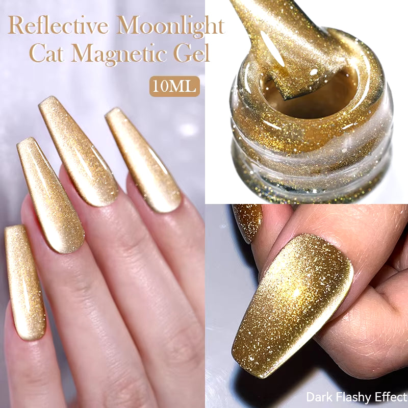 10Ml Black Glass Cat Magnetic Gel Nail Polish Punk Style Nail Art Manicure Varnis Semi Permanent Gel for Winter Nail