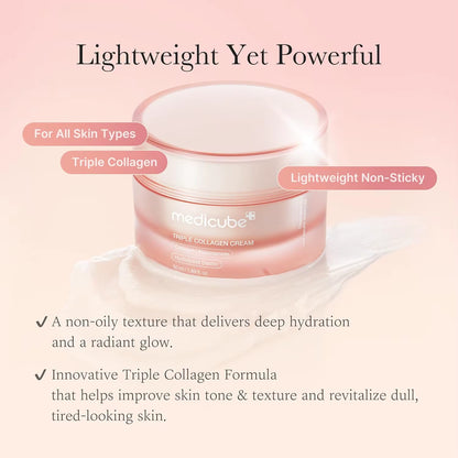 Medicube Triple Collagen Cream Hydrating Firming Moisturizer with Shea Butter Wrinkle Care Boosts Elasticity Korean Skincare