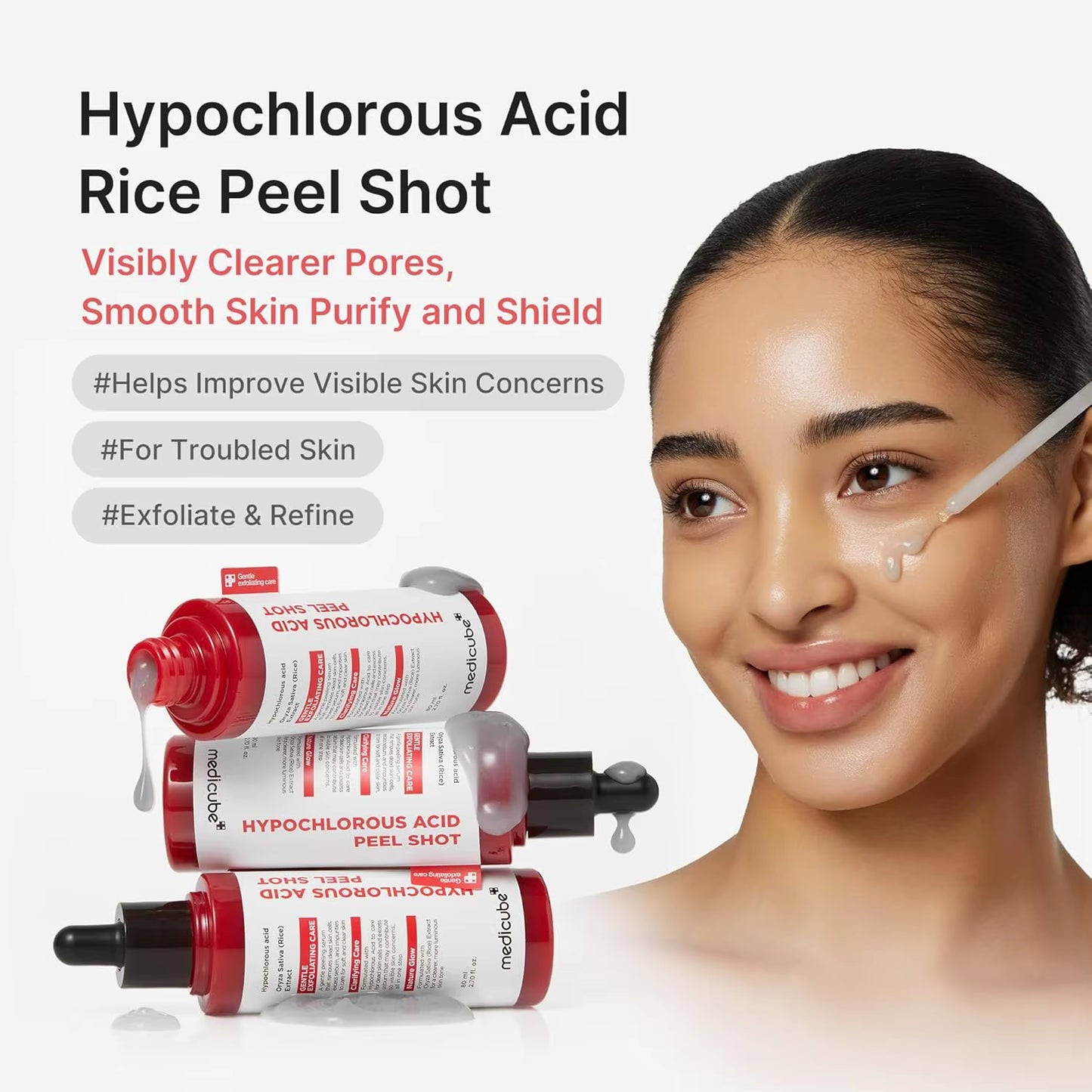 Medicube Peel Shot with Acid Gentle Exfoliating Serum for Dead Skin Cells Pores Blackheads Control for Exfoliating Serum