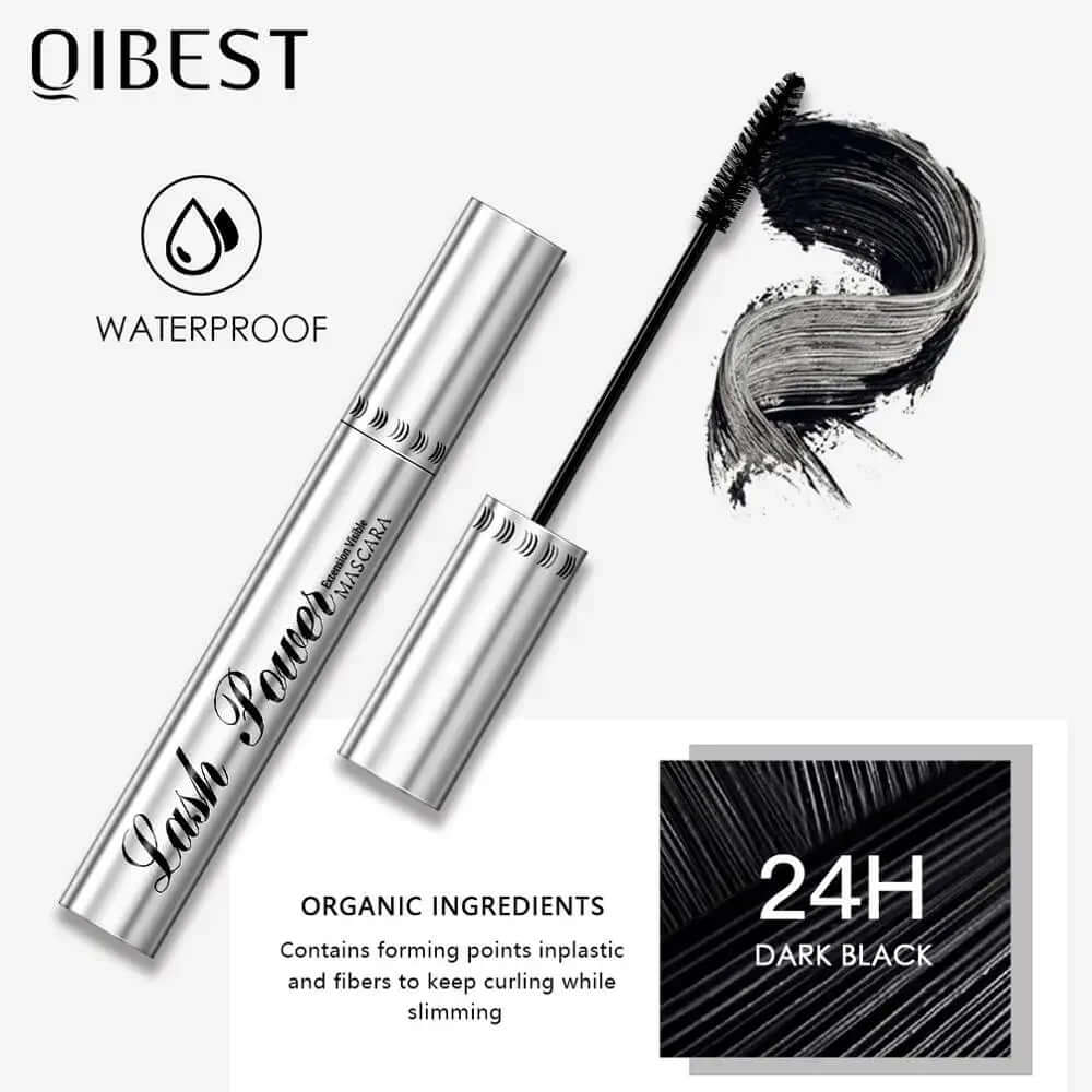 Transform Your Look with QIBEST 4D Black Mascara - Lengthening, Waterproof & Volumizing Eyelashes Makeup