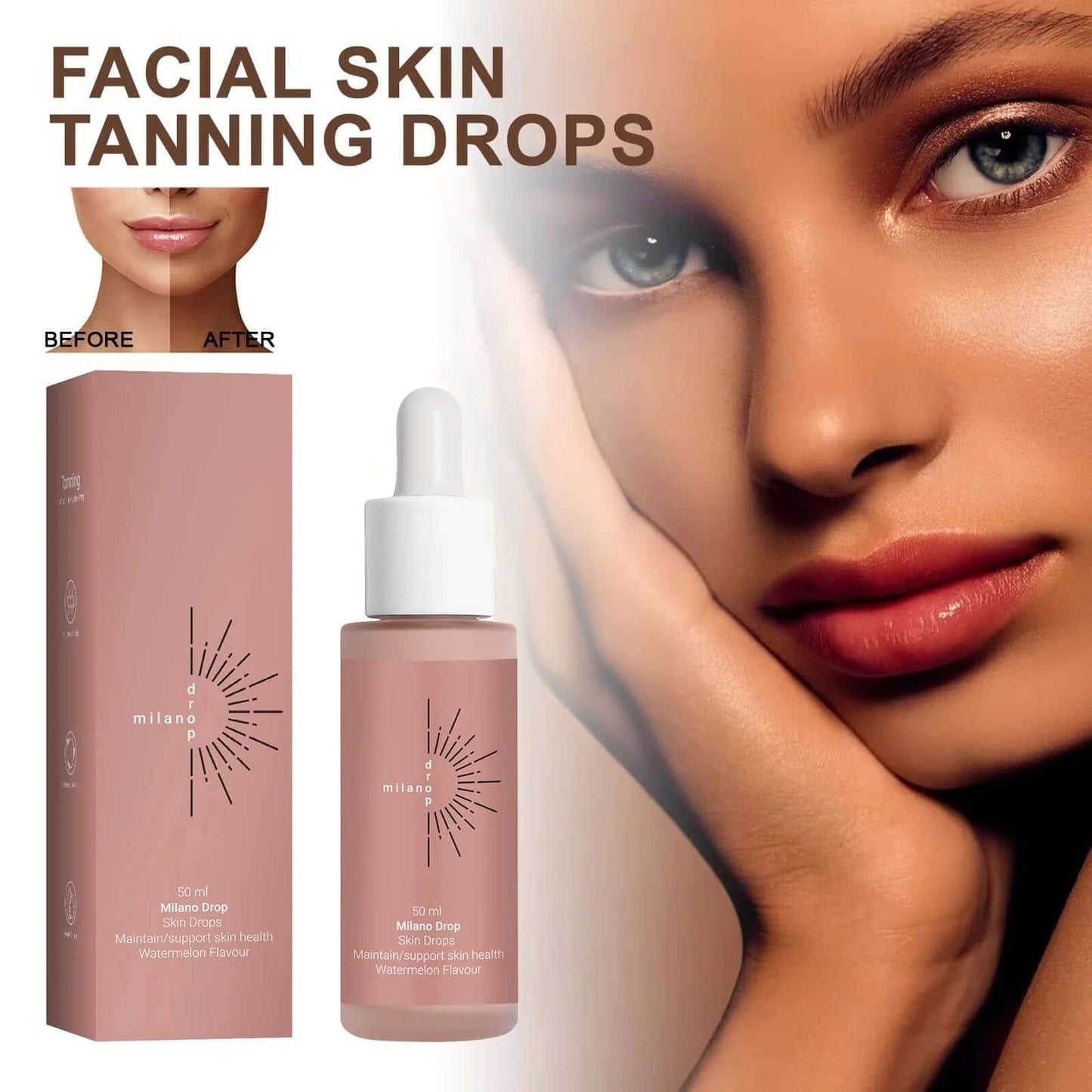 Advanced Tanning Serum for Face and Body - Dark Bronzer with Fine Line Repair for Indoor and Outdoor Use