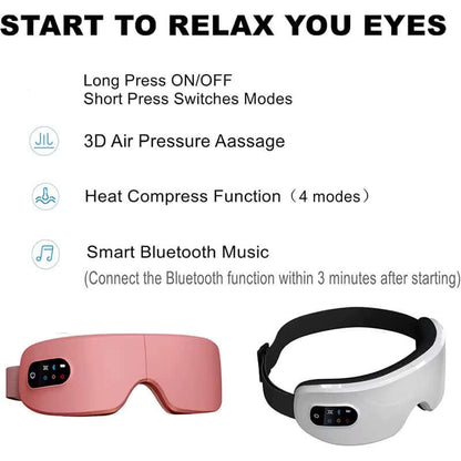 Revitalize Your Eyes with the 4D Smart Airbag Heated Eye Massager - Bluetooth Enabled for Ultimate Relaxation and Wrinkle Care