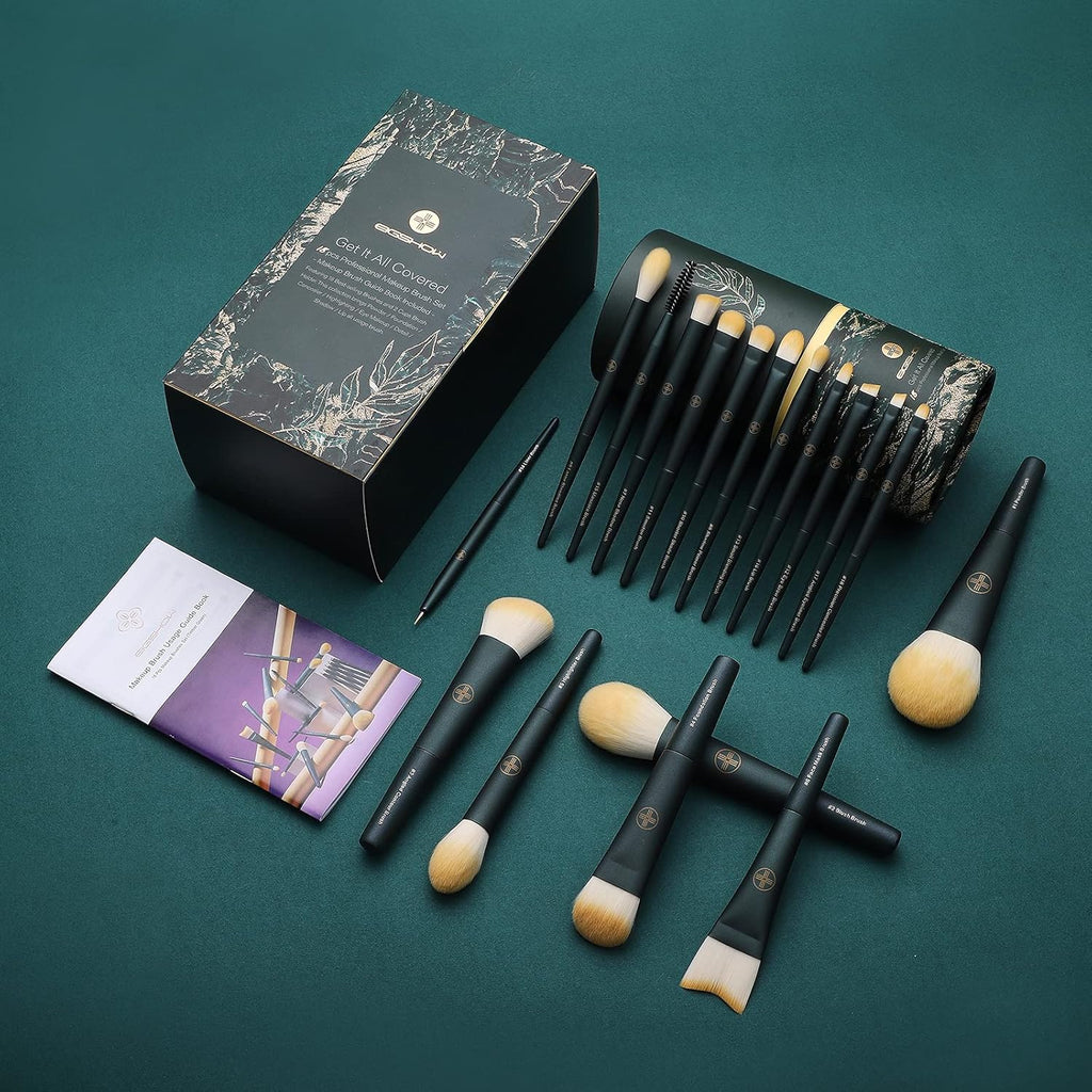 18-Piece Professional Makeup Brush Travel Set with Eco-Friendly Holder - Premium Synthetic Blending, Foundation, Concealer, and Lip Brushes - Cruelty-Free Quality Kit