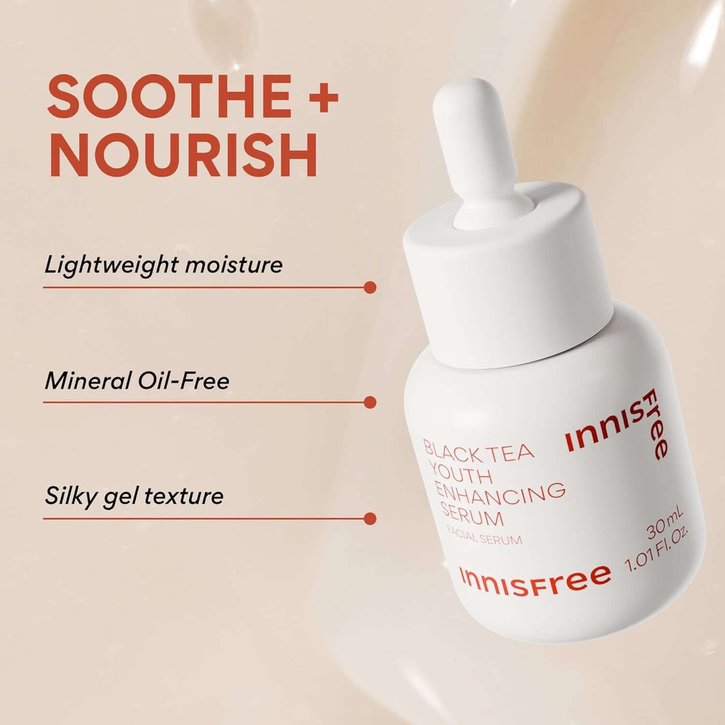 Innisfree Black Tea Youth Serum - Korean Anti-Aging Elixir with Niacinamide for Radiant, Firm, Hydrated Skin and Visible Renewal