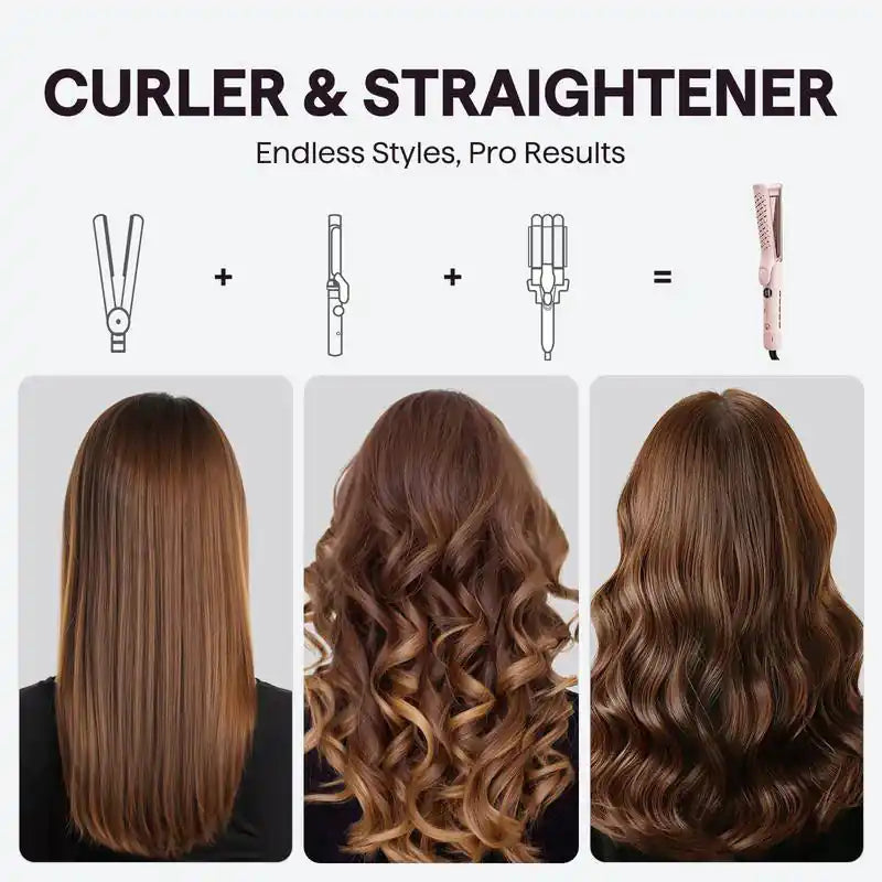Wavytalk Whirlwind Curl 2-in-1 Hair Styler – Hair Straightener & Curler with 360° Airflow Technology, 3 Air Modes, Cooling Air Vents & LED Display