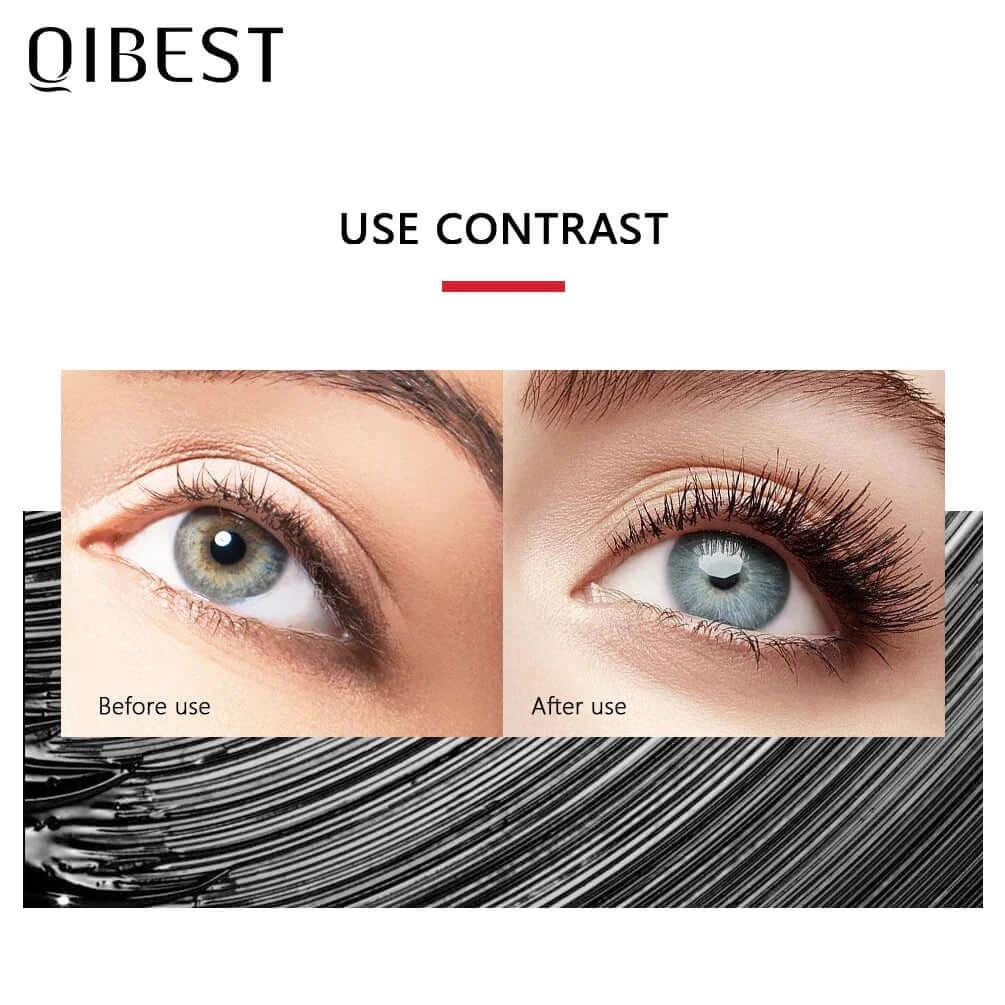 Transform Your Look with QIBEST 4D Black Mascara - Lengthening, Waterproof & Volumizing Eyelashes Makeup