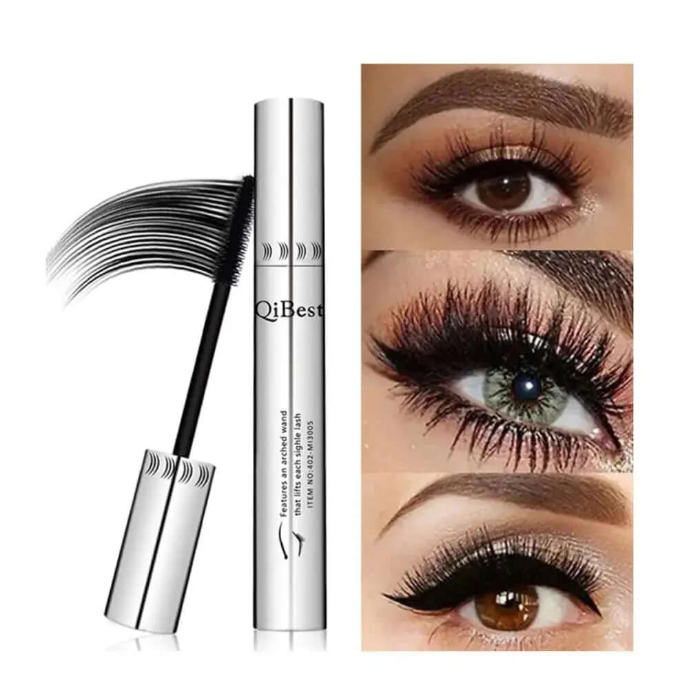 Transform Your Look with QIBEST 4D Black Mascara - Lengthening, Waterproof & Volumizing Eyelashes Makeup