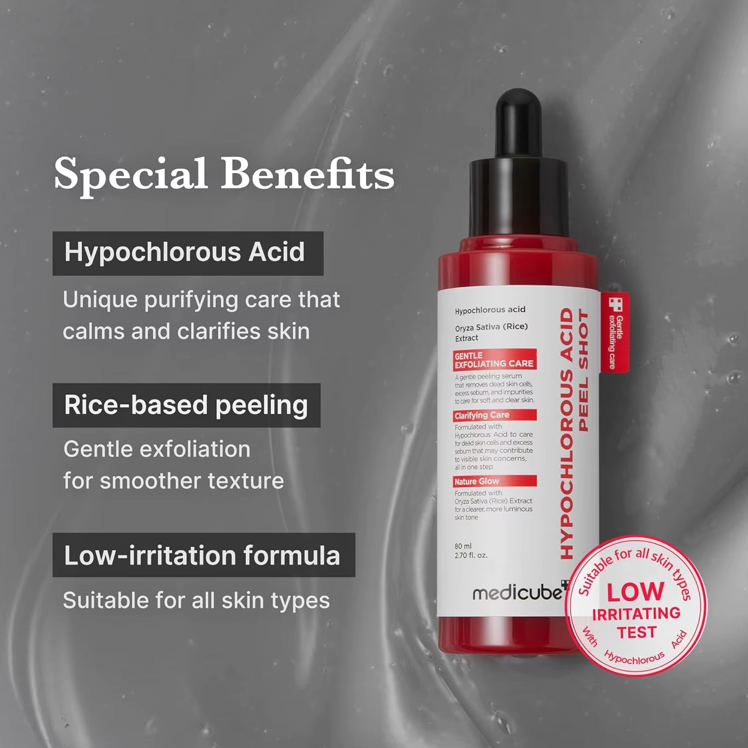 Medicube Peel Shot with Acid Gentle Exfoliating Serum for Dead Skin Cells Pores Blackheads Control for Exfoliating Serum